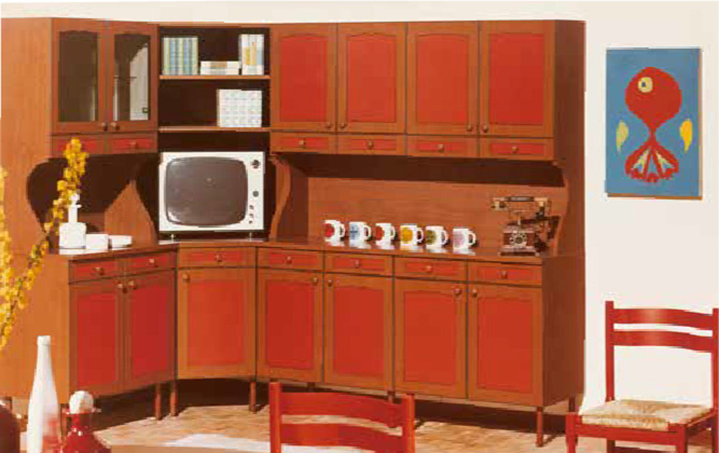 Фото 1 - Модульная кухня итальянской фабрики Cesar с телевизором в угловом модуле