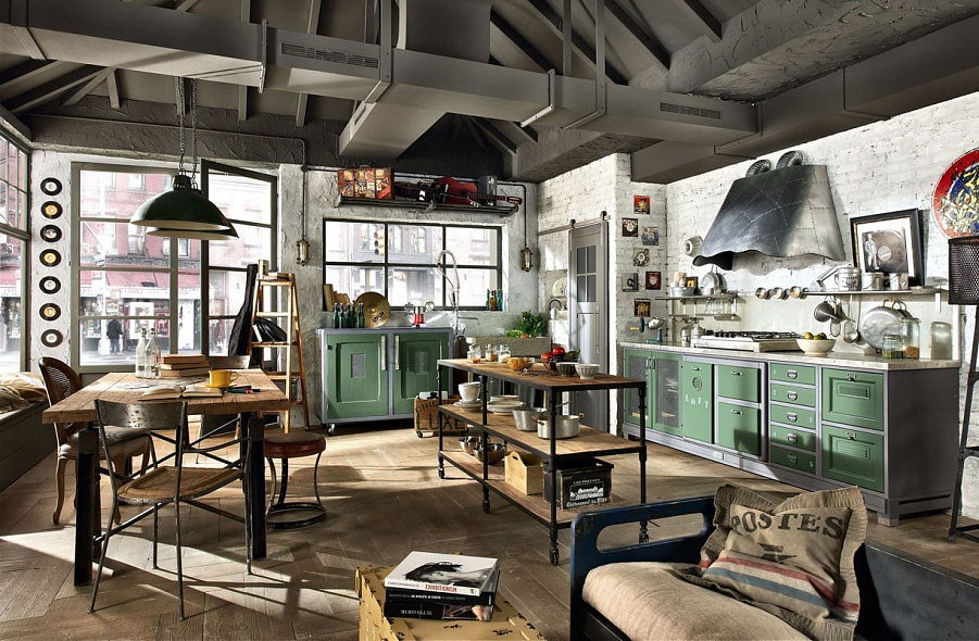 Фото 5 - Итальянская кухня Loft фабрики Marchi Cucine в стиле лофт для городской квартиры-студии