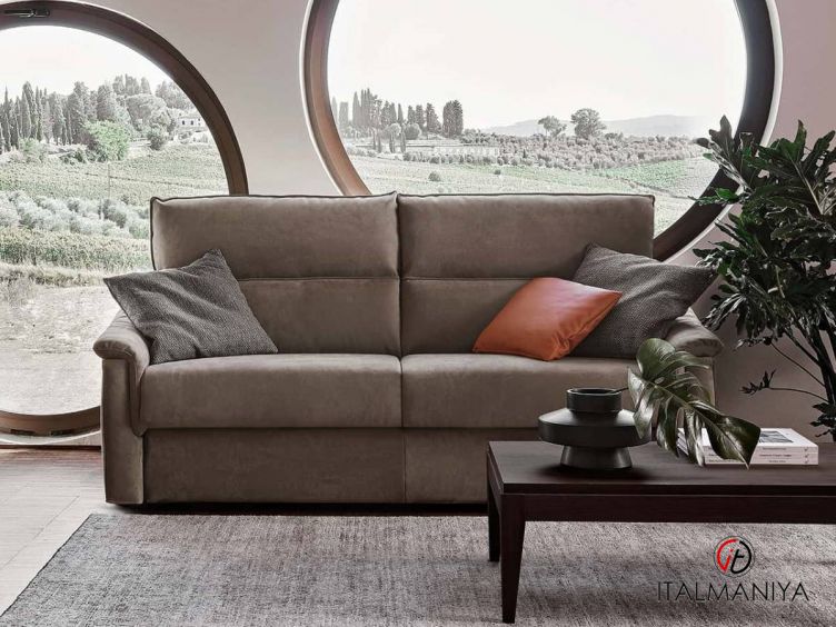 Фото 1 - Диван Bormio comfort фабрики Rosini Divani (производство Италия) из массива дерева в обивке из ткани серого цвета в современном стиле