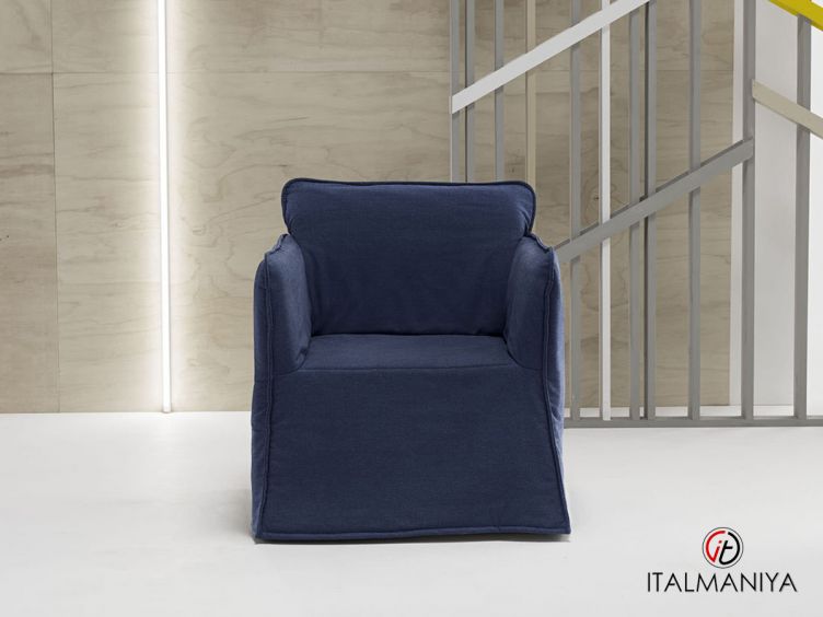 Фото 1 - Кресло-кровать Lou Lou фабрики Dienne (производство Италия) из металла в обивке из ткани синего цвета в современном стиле