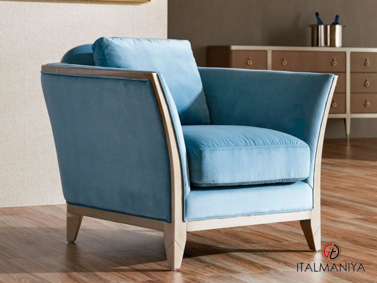 Фото 1 - Кресло Modena FB.ACH.MD.669 фабрики Fratelli Barri (производство Италия) из массива дерева в обивке из ткани голубого цвета в стиле прованс