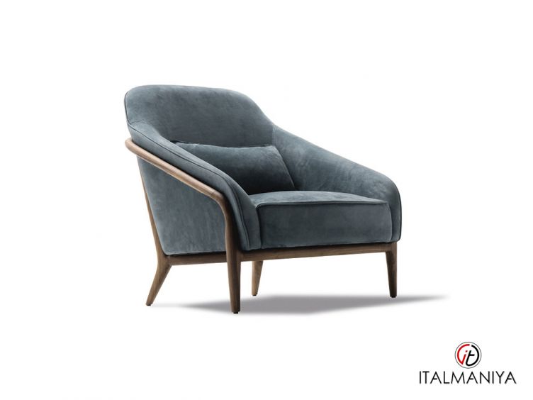 Фото 1 - Кресло Adele фабрики Ulivi (производство Италия) из массива дерева в обивке из кожи синего цвета в современном стиле