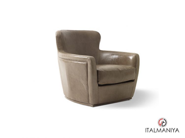 Фото 1 - Кресло Betty фабрики Ulivi (производство Италия) из массива дерева в обивке из кожи серого цвета в современном стиле