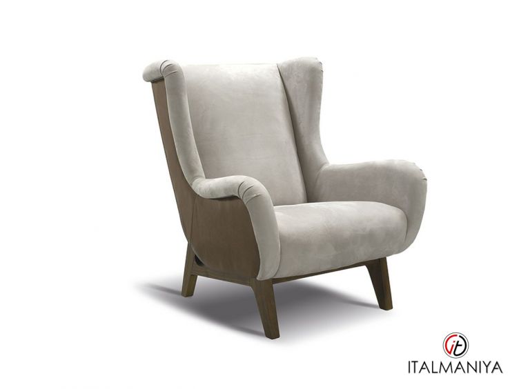 Фото 1 - Кресло Brigitte фабрики Ulivi (производство Италия) из массива дерева в обивке из кожи серого цвета в современном стиле