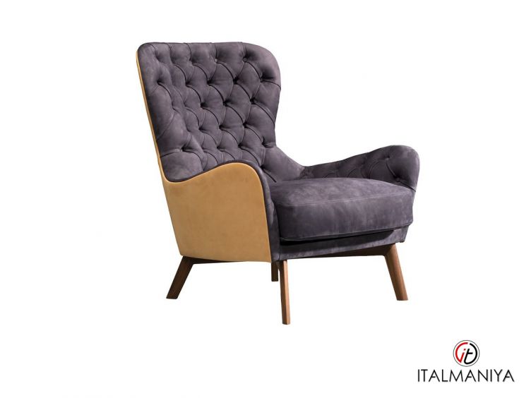 Фото 1 - Кресло Elisabeth фабрики Ulivi (производство Италия) из массива дерева в обивке из кожи фиолетового цвета в стиле арт-деко
