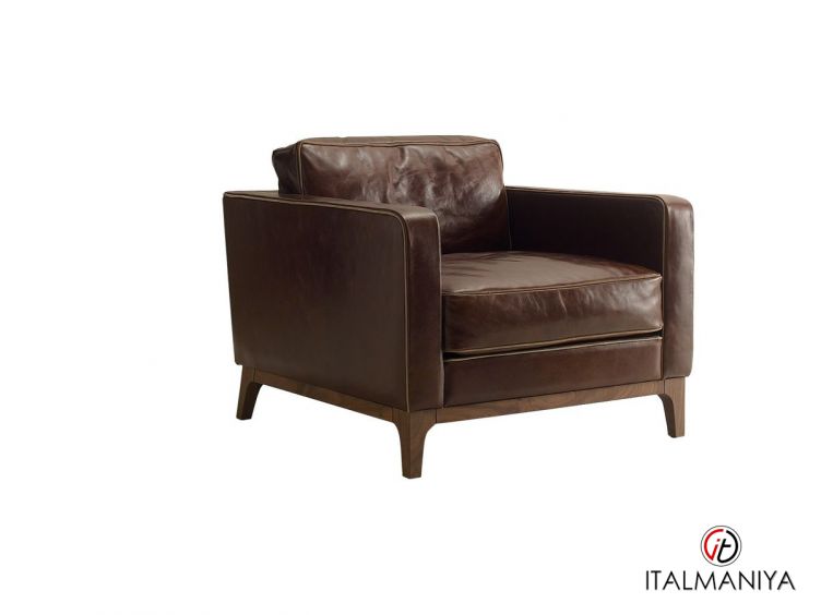 Фото 1 - Кресло Ginny фабрики Ulivi (производство Италия) из массива дерева в обивке из кожи коричневого цвета в современном стиле