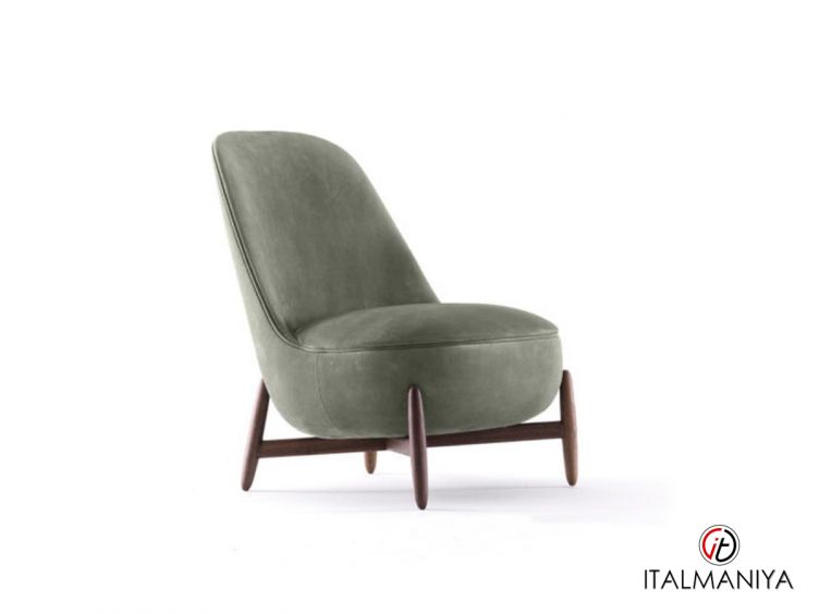 Фото 1 - Кресло Isabel фабрики Ulivi (производство Италия) из массива дерева в обивке из кожи зеленого цвета в современном стиле