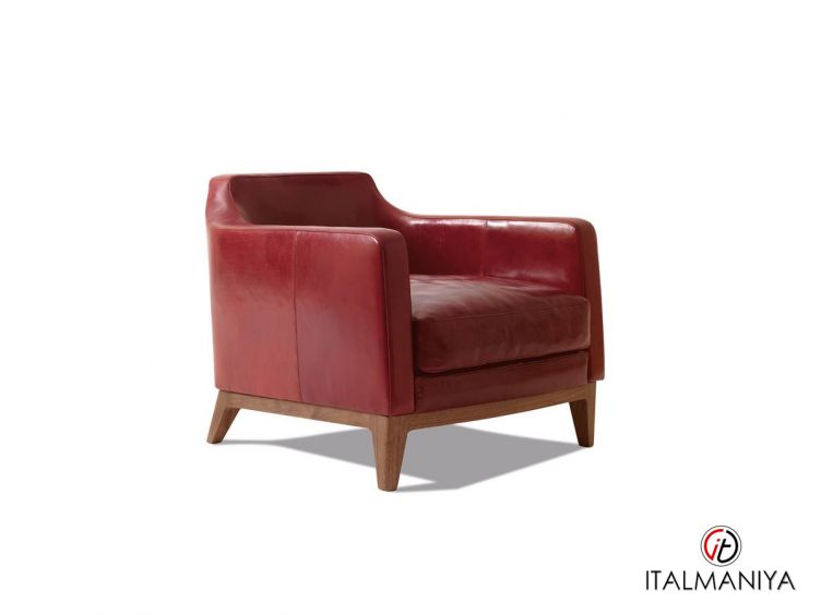 Фото 1 - Кресло Margot фабрики Ulivi (производство Италия) из массива дерева в обивке из кожи красного цвета в современном стиле