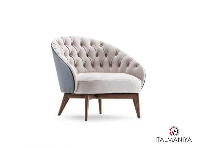 Фото 1 - Кресло Sarah Capitonne фабрики Ulivi (производство Италия) из массива дерева в обивке из кожи серого цвета в стиле арт-деко