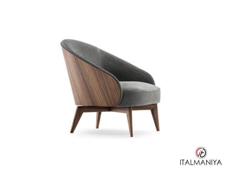 Фото 1 - Кресло Sarah Wood фабрики Ulivi (производство Италия) из массива дерева в обивке из кожи зеленого цвета в современном стиле