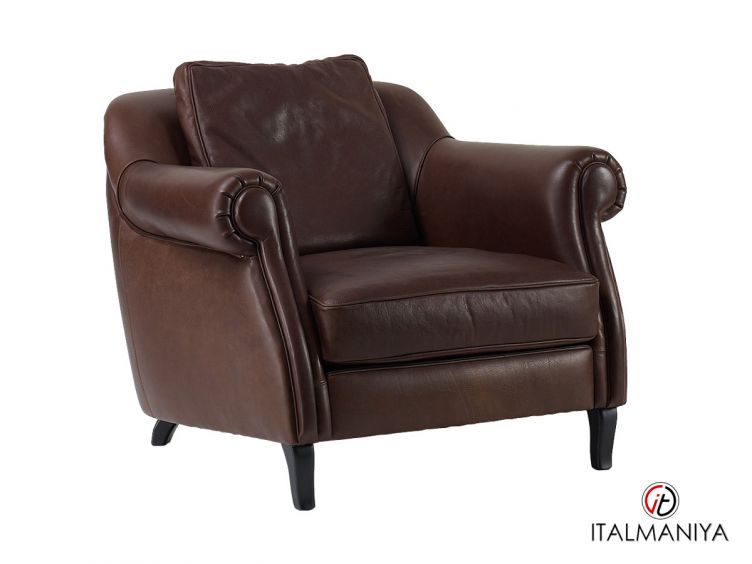 Фото 1 - Кресло Wilson фабрики Ulivi (производство Италия) из массива дерева в обивке из кожи коричневого цвета в современном стиле