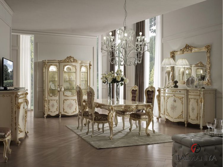 Фото 1 - Стол обеденный Sophia фабрики A&M Ghezzani из массива дерева цвета слоновой кости в стиле барокко