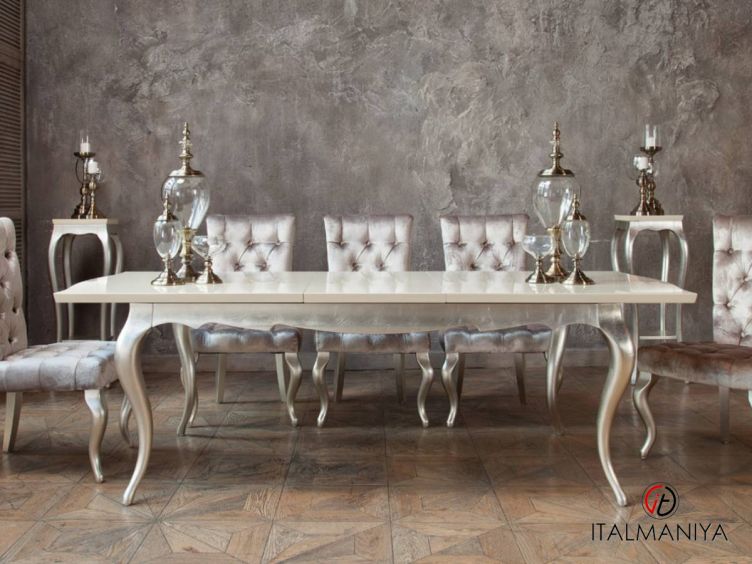 Фото 1 - Стол обеденный Venezia FB.DT.VZ.623 фабрики Fratelli Barri (производство Италия) из МДФ серебряного цвета в стиле арт-деко