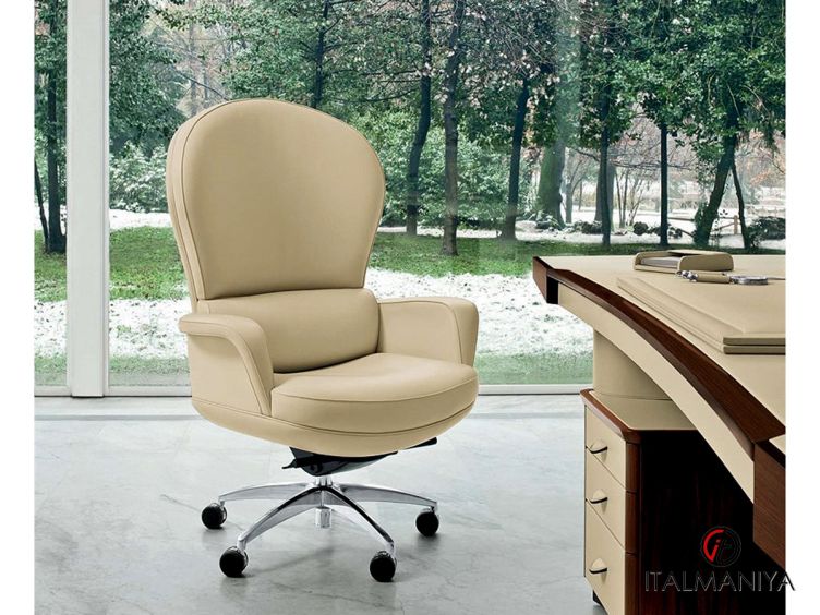 Фото 1 - Кресло для кабинета Polaris руководителя фабрики Mascheroni из металла в обивке из кожи в современном стиле