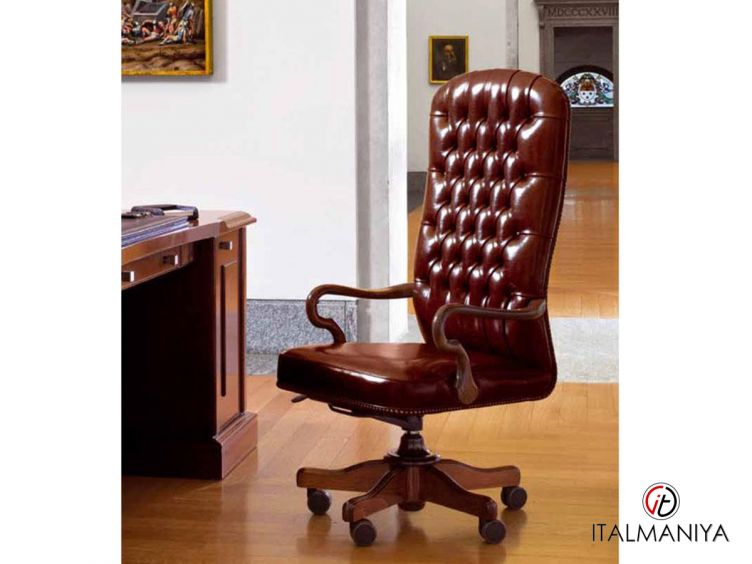 Фото 1 - Кресло для кабинета America 123 фабрики Mascheroni из металла в обивке из кожи в классическом стиле