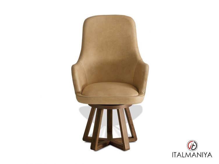 Фото 1 - Кресло для кабинета Gael фабрики Ulivi (производство Италия) из массива дерева в обивке из кожи бежевого цвета в современном стиле