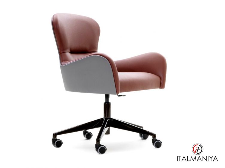 Фото 1 - Кресло для кабинета Marin фабрики Ulivi (производство Италия) из массива дерева в обивке из кожи кораллового цвета в современном стиле