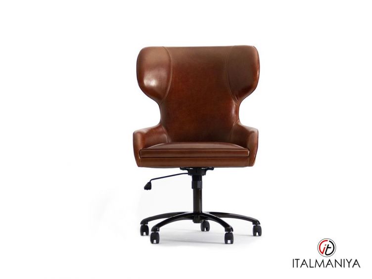 Фото 1 - Кресло для кабинета Rose фабрики Ulivi (производство Италия) из массива дерева в обивке из кожи коричневого цвета в современном стиле