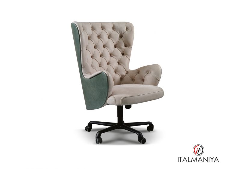 Фото 1 - Кресло для кабинета Sophia фабрики Ulivi (производство Италия) из массива дерева в обивке из кожи серого цвета в современном стиле