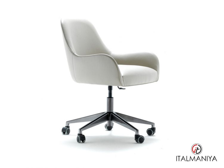 Фото 1 - Кресло для кабинета Willem Guest фабрики Ulivi (производство Италия) из массива дерева в обивке из кожи белого цвета в современном стиле