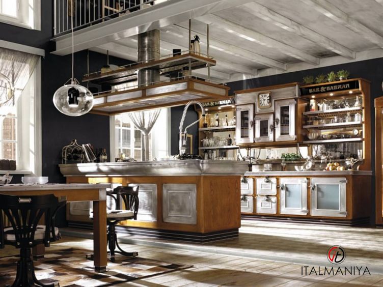 Фото 1 - Кухня Bar e Barman фабрики Marchi Cucine (производство Италия) из массива дерева в стиле лофт