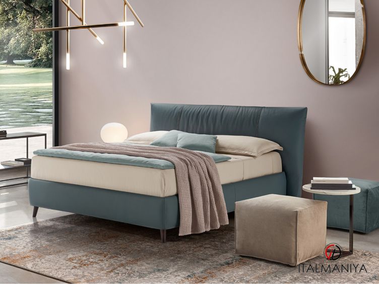 Фото 1 - Кровать Era elite фабрики Rosini Divani из металла в обивке из кожи в современном стиле