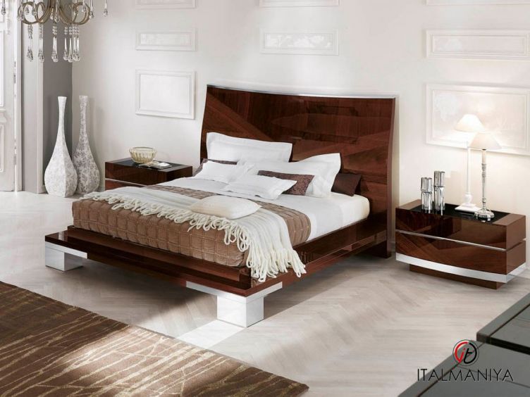 Фото 1 - Кровать Garda фабрики Alf из МДФ цвета орехового дерева в современном стиле