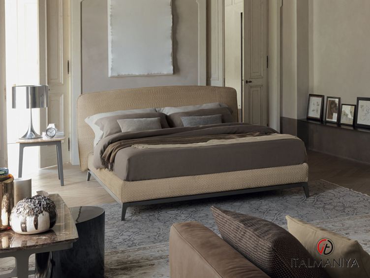 Фото 1 - Кровать Olivier плетёная кожа фабрики Flou из металла в обивке из кожи в современном стиле