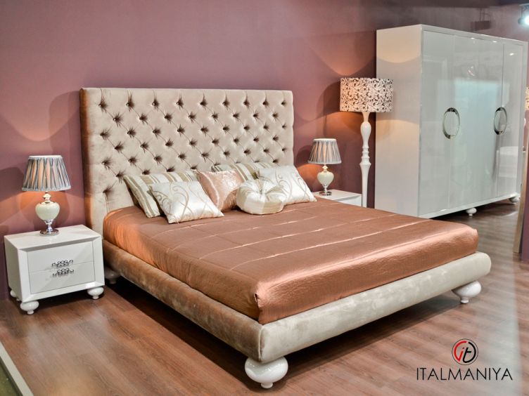 Фото 1 - Кровать Palermo с решеткой FB.BD.PL.163 фабрики Fratelli Barri (производство Италия) из массива дерева в обивке из ткани в стиле арт-деко
