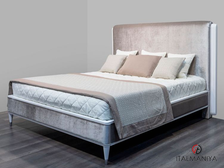 Фото 1 - Кровать Rimini с решеткой FB.BD.RIM.728 фабрики Fratelli Barri (производство Италия) из массива дерева в обивке из ткани серого цвета в стиле арт-деко