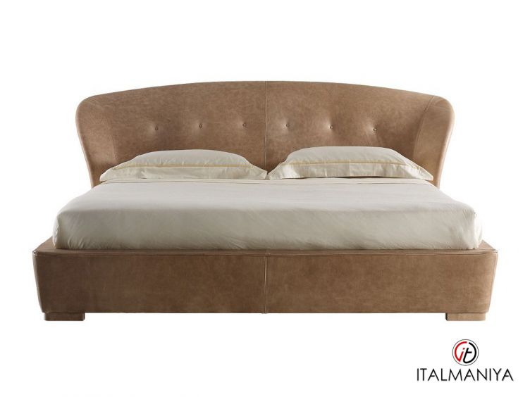 Фото 1 - Кровать Sally фабрики Ulivi (производство Италия) из массива дерева в обивке из кожи серого цвета в стиле арт-деко